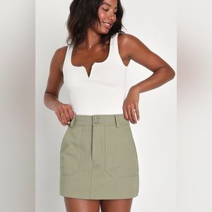 Cutie Confidence Olive Green High Waisted Mini Skirt
